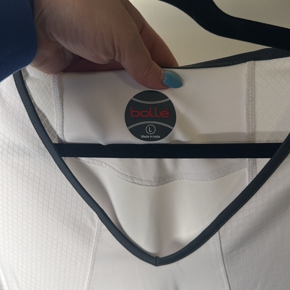 Women's White Bolle Fitted Athletic Tennis Workout Performance Shirt Size Large - Picture 3 of 6